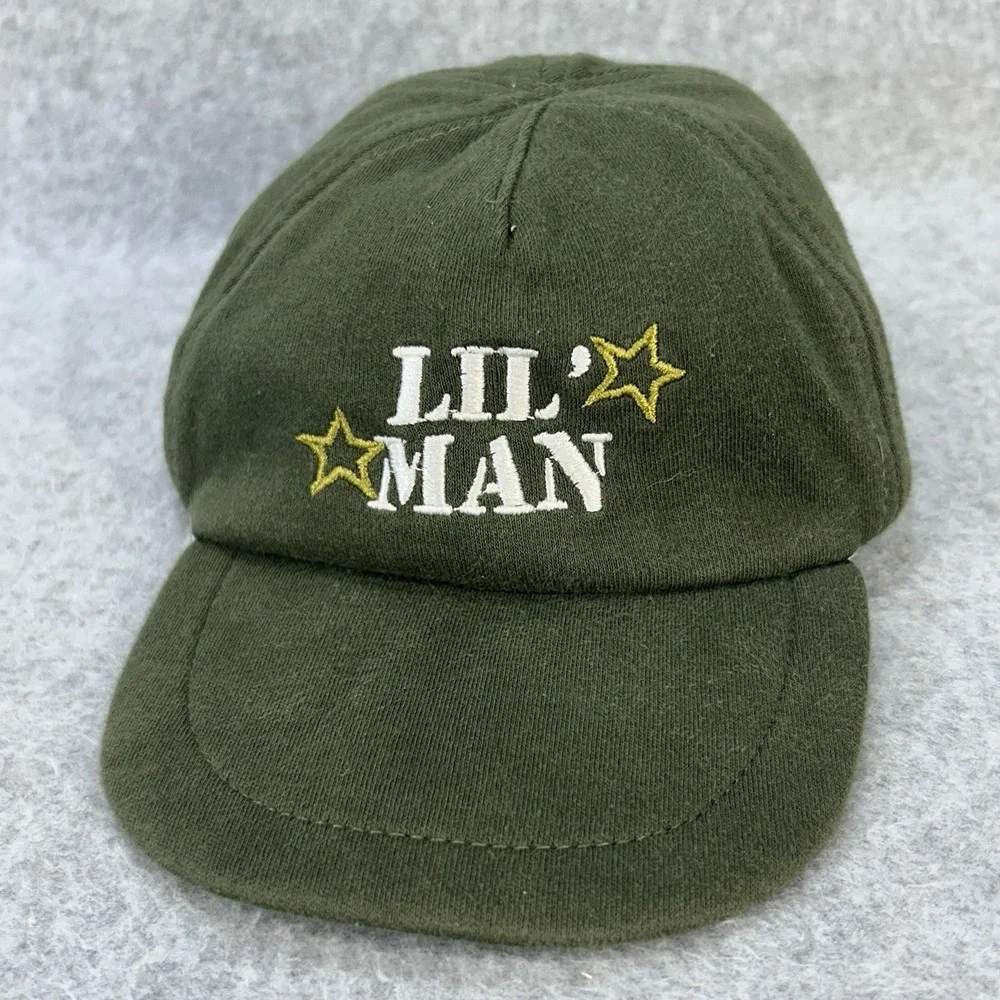 LIL' MAN Baby Baseball Cap Infant Hat Olive Green Embroidered Elastic Back